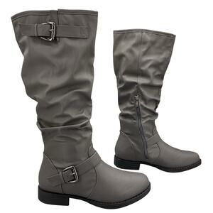 NEW Journee Collection Women's Stormy Knee High Boots Gray Size 8.5